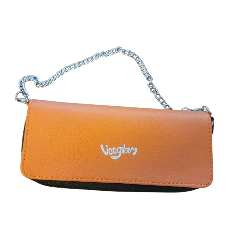 Glam Orange Clutch with Sleek Wristlet Design